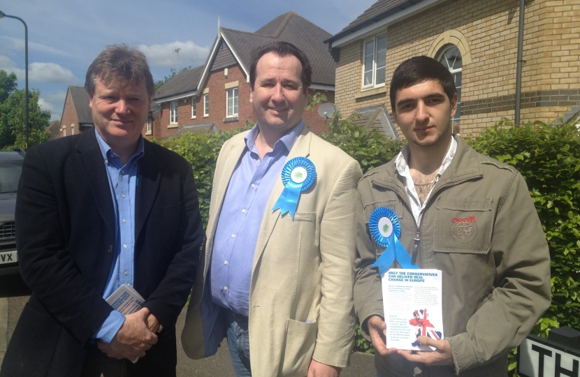 Simon and Adil campaigning across Grange Park