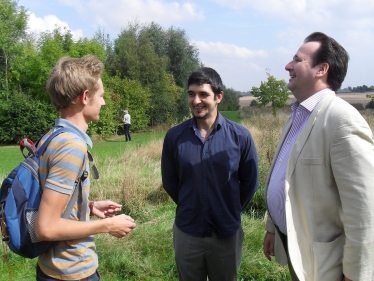 Simon and Adil at the Country Park talking to local resident 